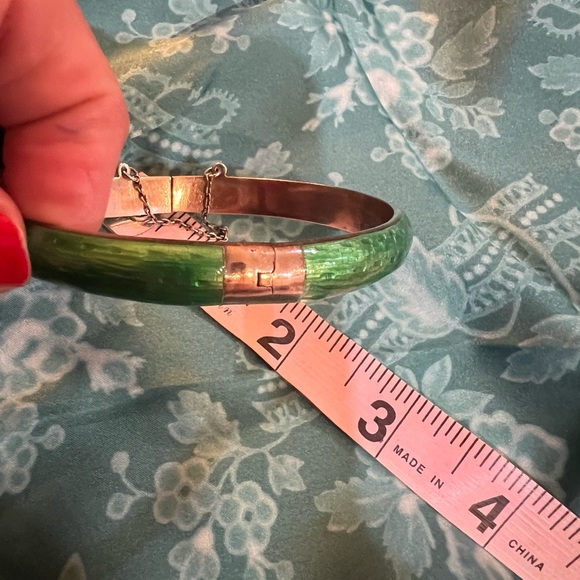 Sterling & Green Enamel Bracelet ~ Thailand - Picture 8 of 9